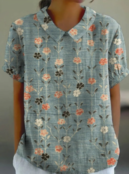 Rosa™ Blomstret, kortermet bluse med blomster